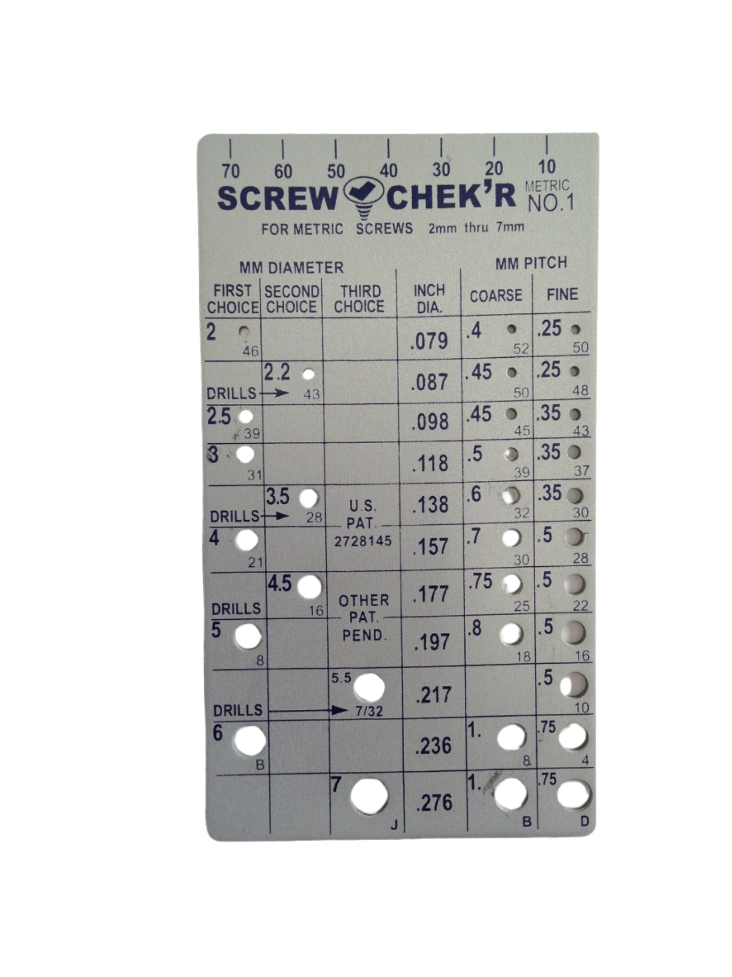 SC.02120 Screw Chek'r/Indentifier (Metric), Metal – NEWMAN TOOLS ...